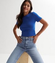 New Look Bright Blue Jersey Short Sleeve Crop T-Shirt